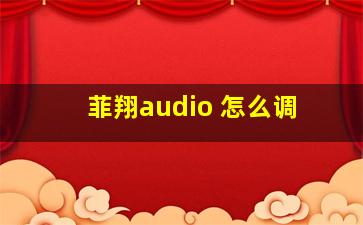 菲翔audio 怎么调